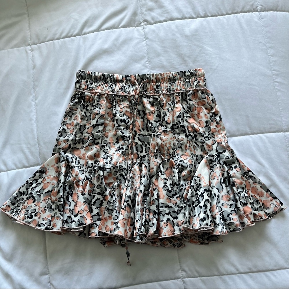 Selfie Leslie Black, Pink and White Cheetah Print Bubble Mini Skirt (Size M)